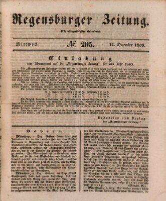 Regensburger Zeitung Mittwoch 11. Dezember 1839