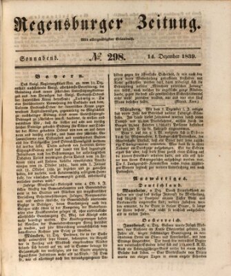 Regensburger Zeitung Samstag 14. Dezember 1839