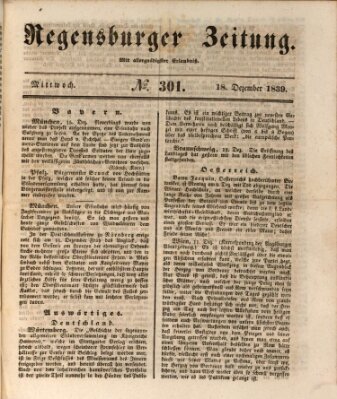 Regensburger Zeitung Mittwoch 18. Dezember 1839