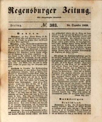 Regensburger Zeitung Freitag 20. Dezember 1839