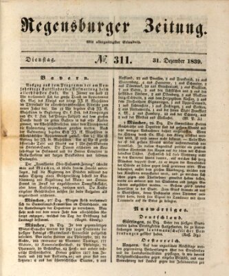 Regensburger Zeitung Dienstag 31. Dezember 1839