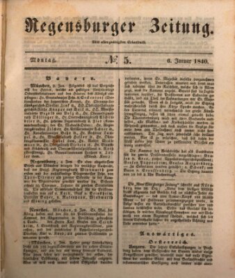 Regensburger Zeitung Montag 6. Januar 1840