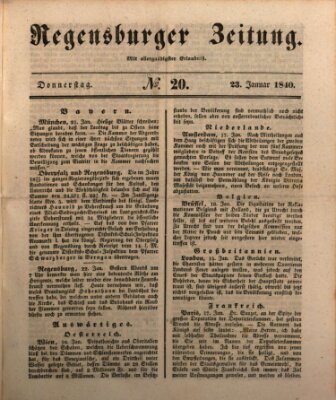 Regensburger Zeitung Donnerstag 23. Januar 1840