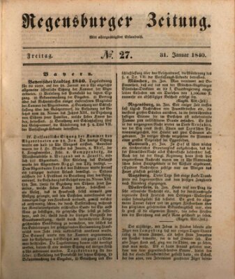 Regensburger Zeitung Freitag 31. Januar 1840