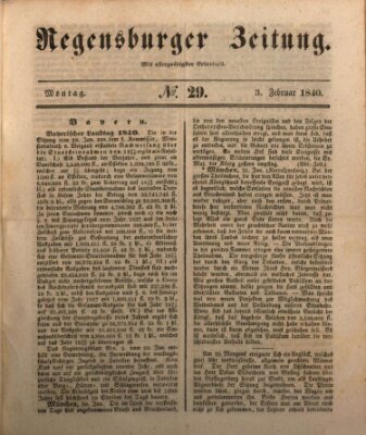 Regensburger Zeitung Montag 3. Februar 1840