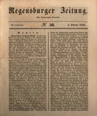 Regensburger Zeitung Dienstag 4. Februar 1840