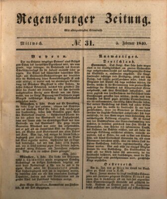 Regensburger Zeitung Mittwoch 5. Februar 1840