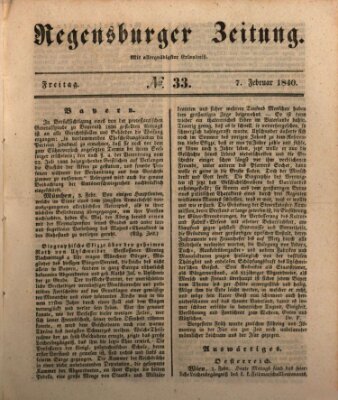 Regensburger Zeitung Freitag 7. Februar 1840