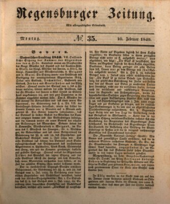 Regensburger Zeitung Montag 10. Februar 1840