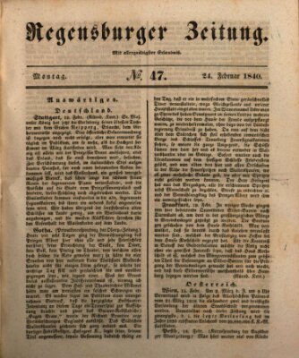 Regensburger Zeitung Montag 24. Februar 1840