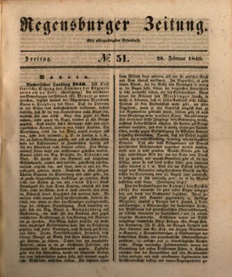 Regensburger Zeitung Freitag 28. Februar 1840