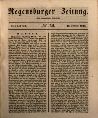 Regensburger Zeitung Samstag 29. Februar 1840