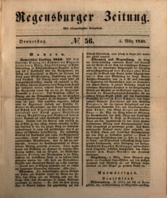 Regensburger Zeitung Donnerstag 5. März 1840