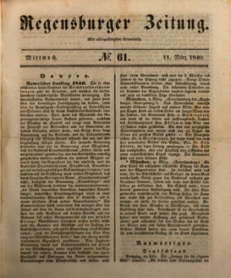 Regensburger Zeitung Mittwoch 11. März 1840