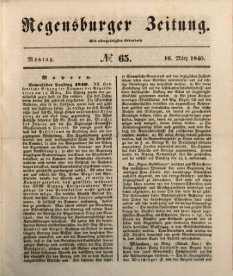 Regensburger Zeitung Montag 16. März 1840