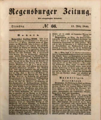 Regensburger Zeitung Dienstag 17. März 1840