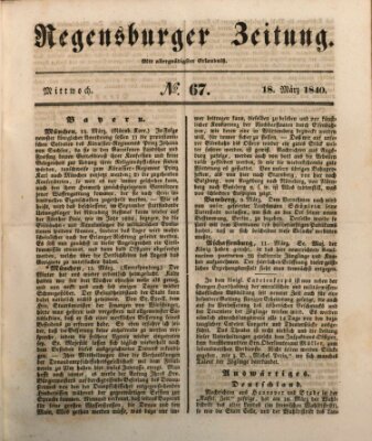 Regensburger Zeitung Mittwoch 18. März 1840