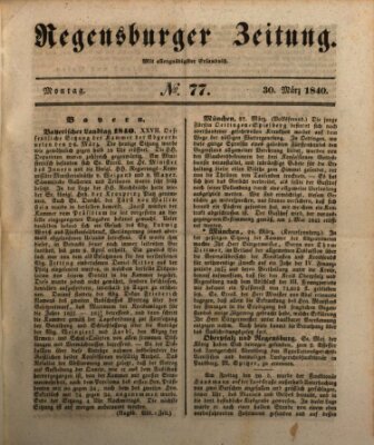 Regensburger Zeitung Montag 30. März 1840