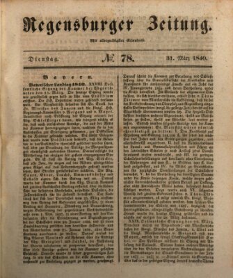 Regensburger Zeitung Dienstag 31. März 1840