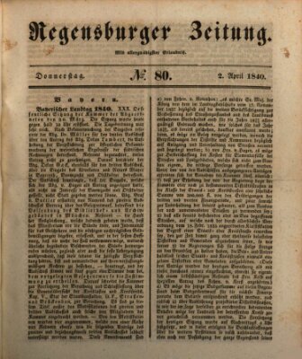 Regensburger Zeitung Donnerstag 2. April 1840