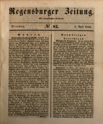 Regensburger Zeitung Dienstag 7. April 1840