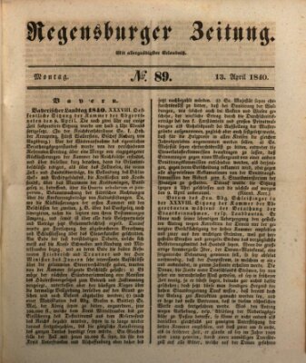 Regensburger Zeitung Montag 13. April 1840