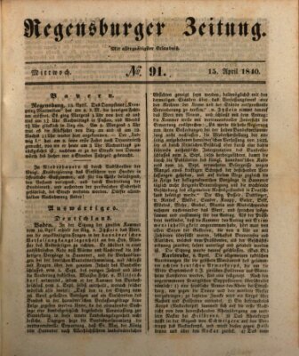 Regensburger Zeitung Mittwoch 15. April 1840