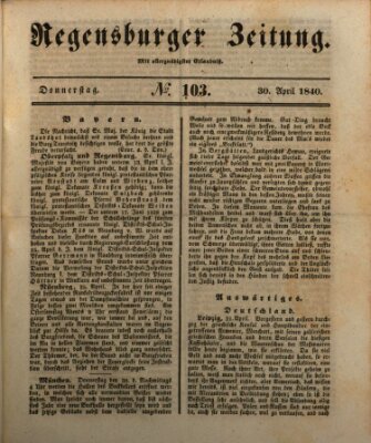 Regensburger Zeitung Donnerstag 30. April 1840