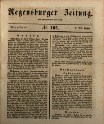 Regensburger Zeitung Samstag 2. Mai 1840