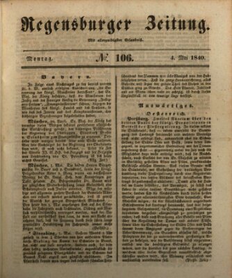 Regensburger Zeitung Montag 4. Mai 1840