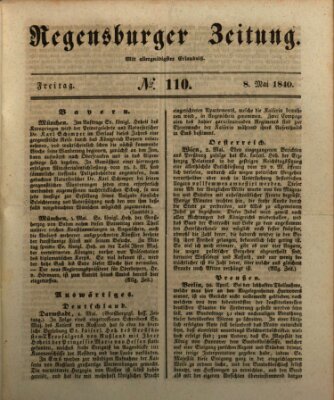 Regensburger Zeitung Freitag 8. Mai 1840