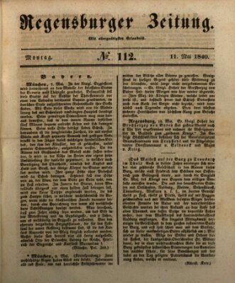 Regensburger Zeitung Montag 11. Mai 1840