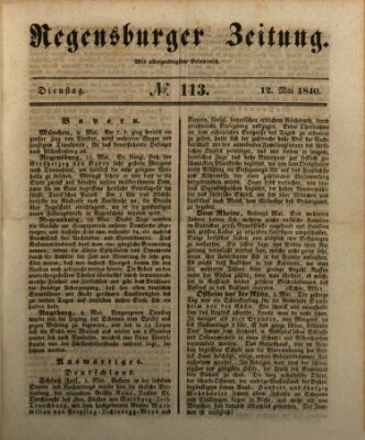 Regensburger Zeitung Dienstag 12. Mai 1840