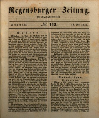 Regensburger Zeitung Donnerstag 14. Mai 1840