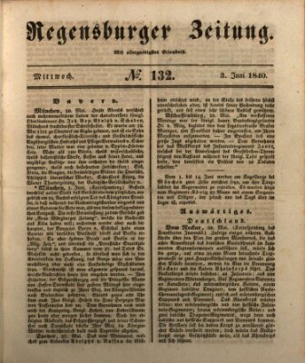 Regensburger Zeitung Mittwoch 3. Juni 1840