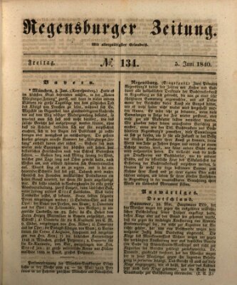 Regensburger Zeitung Freitag 5. Juni 1840