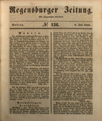 Regensburger Zeitung Montag 8. Juni 1840