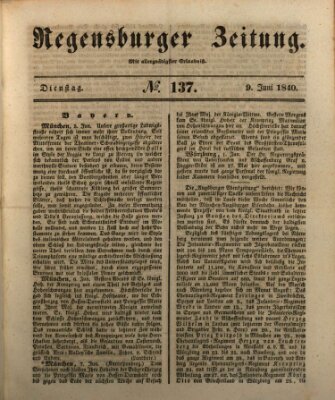 Regensburger Zeitung Dienstag 9. Juni 1840