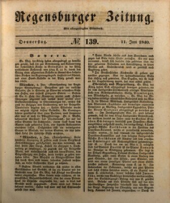 Regensburger Zeitung Donnerstag 11. Juni 1840