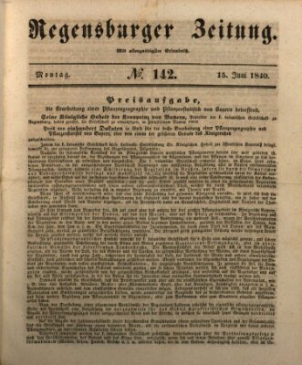 Regensburger Zeitung Montag 15. Juni 1840