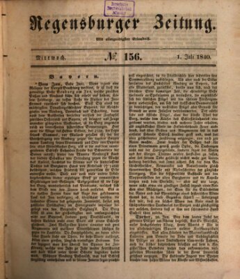 Regensburger Zeitung Mittwoch 1. Juli 1840