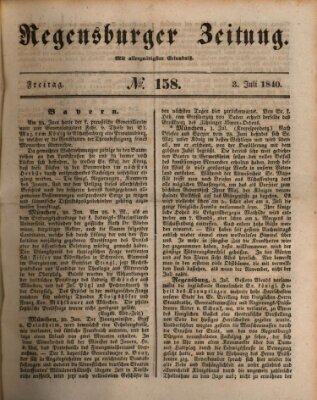 Regensburger Zeitung Freitag 3. Juli 1840