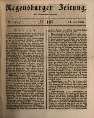 Regensburger Zeitung Dienstag 14. Juli 1840