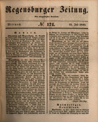 Regensburger Zeitung Mittwoch 22. Juli 1840