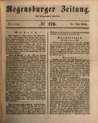 Regensburger Zeitung Freitag 24. Juli 1840