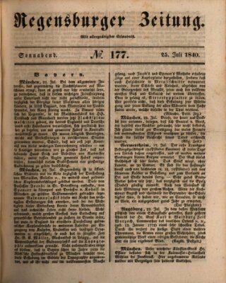 Regensburger Zeitung Samstag 25. Juli 1840