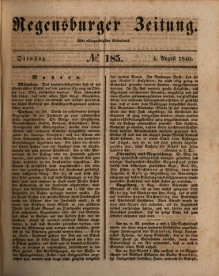 Regensburger Zeitung Dienstag 4. August 1840