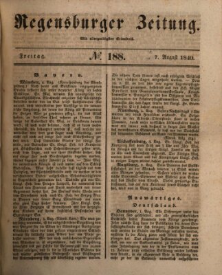 Regensburger Zeitung Freitag 7. August 1840