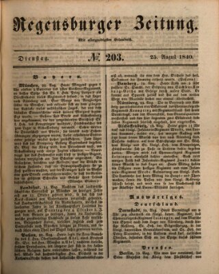 Regensburger Zeitung Dienstag 25. August 1840