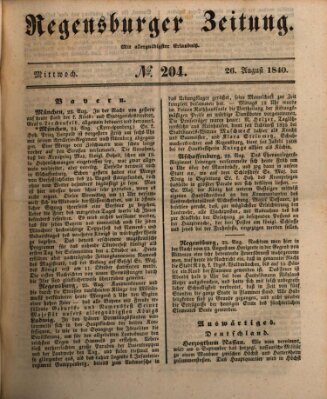 Regensburger Zeitung Mittwoch 26. August 1840